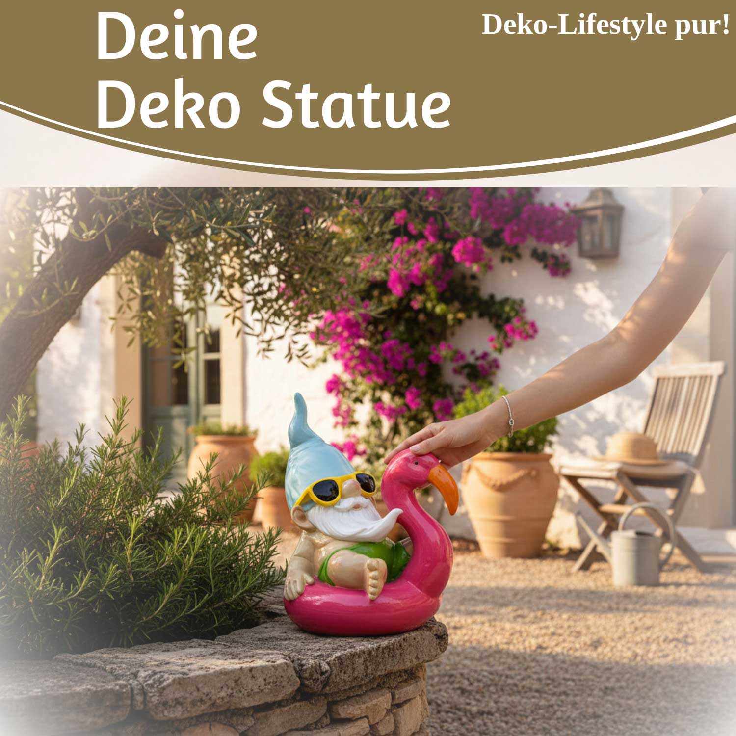 LS-LebenStil Gartenzwerg Pink sitzend 17cm Polyresin