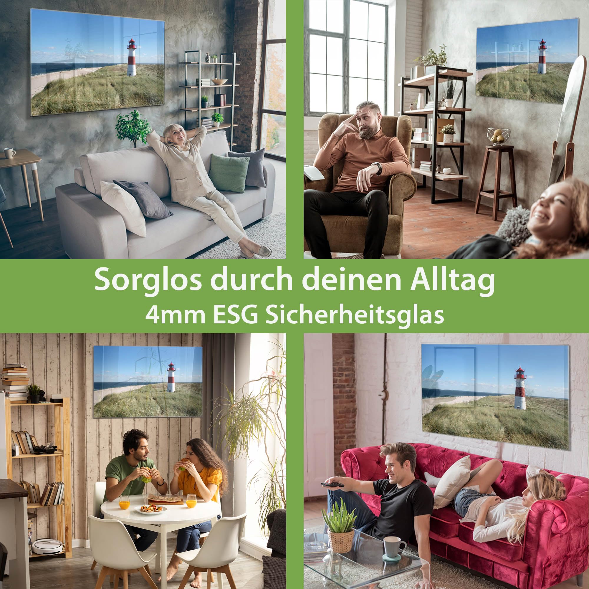 Banjado Magnettafel Leuchtturm Brandung Magnetboard 120x80 cm