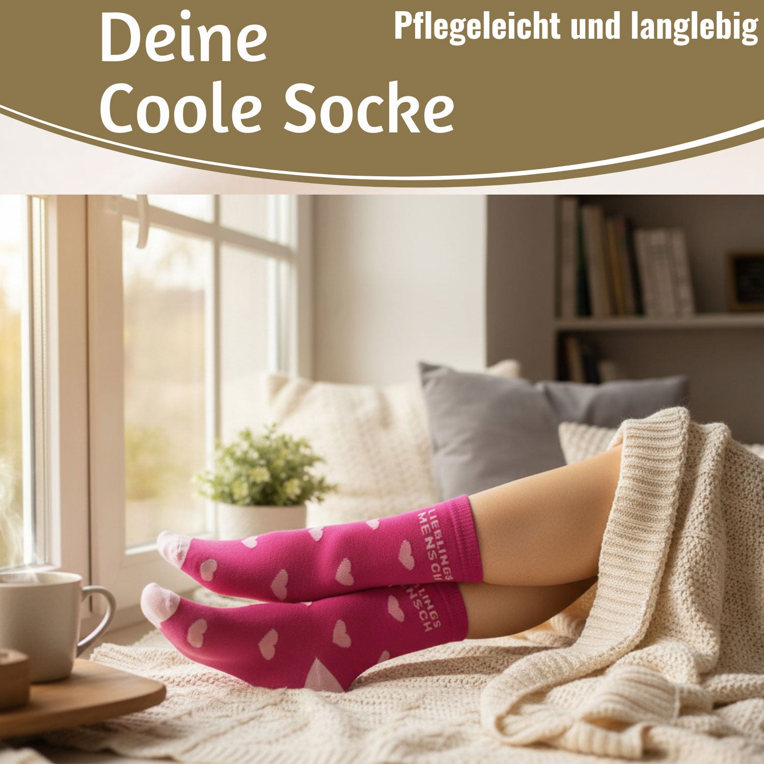 LS-LebenStil Lieblingsmensch Socke Pink 36-40 Damen
