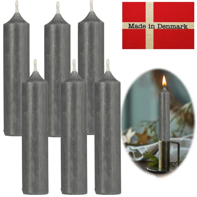 LS-LebenStil Möbel & Wohnen Ribe Stabkerzen Grau 6er Set 11cm