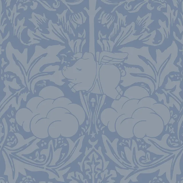 Mineheart Wallpaper Morris Dream Tapete Grey Blue