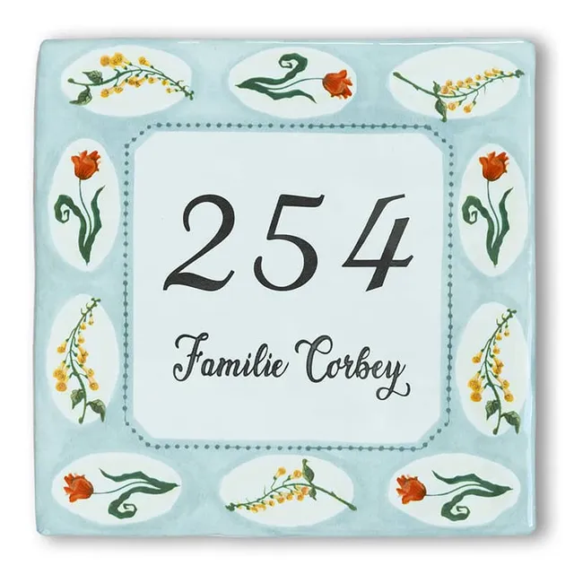 Storytiles Delft Blue Garden Flowers Hausnummer 10x10 cm Blumen