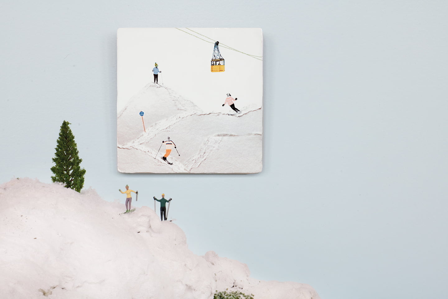 Storytiles Delft Blue Wintersport Wandfliese S 10x10 cm Ski