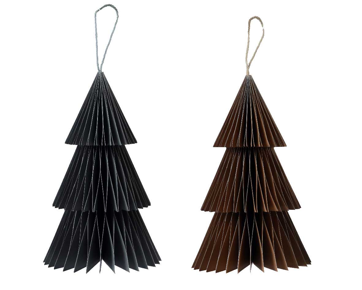 LS-LebenStil Papier Tannenbaum 2er Set grau braun 15cm