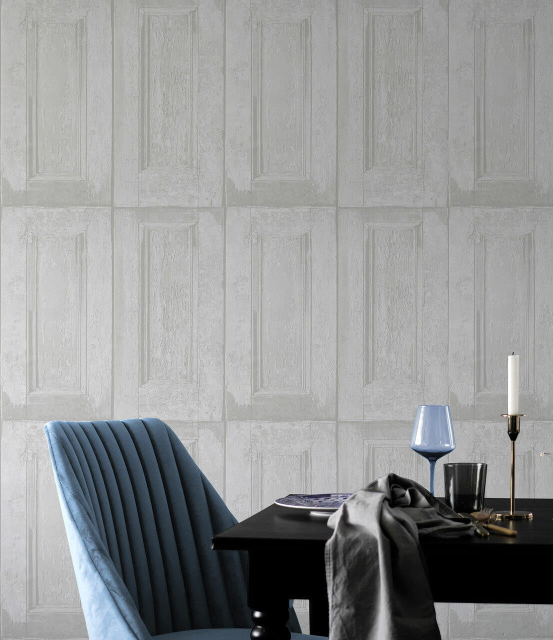 Mineheart Wallpaper Whitewash Panelling Tapete Weiß Holzoptik