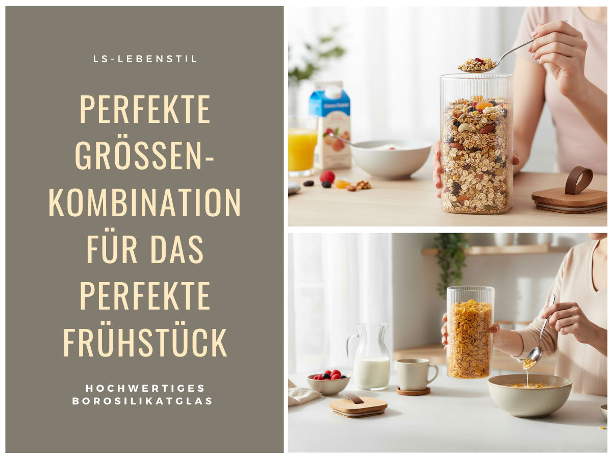 LS-LebenStil Küche & Haushalt Vorratsdosen Glas 2er Set luftdicht