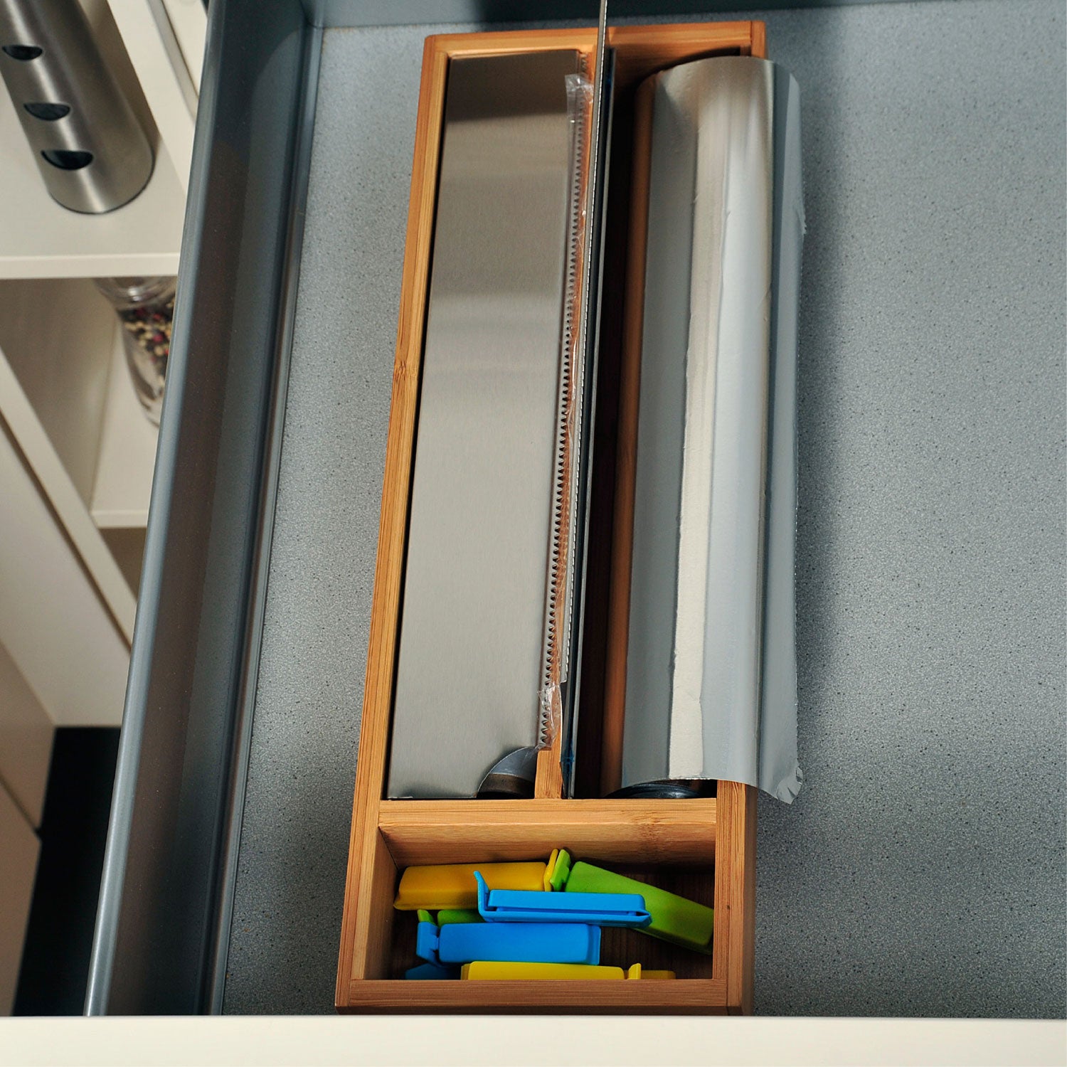 LS-LebenStil Küche Folienspender Bambus 3-fach 39,5cm Schneider