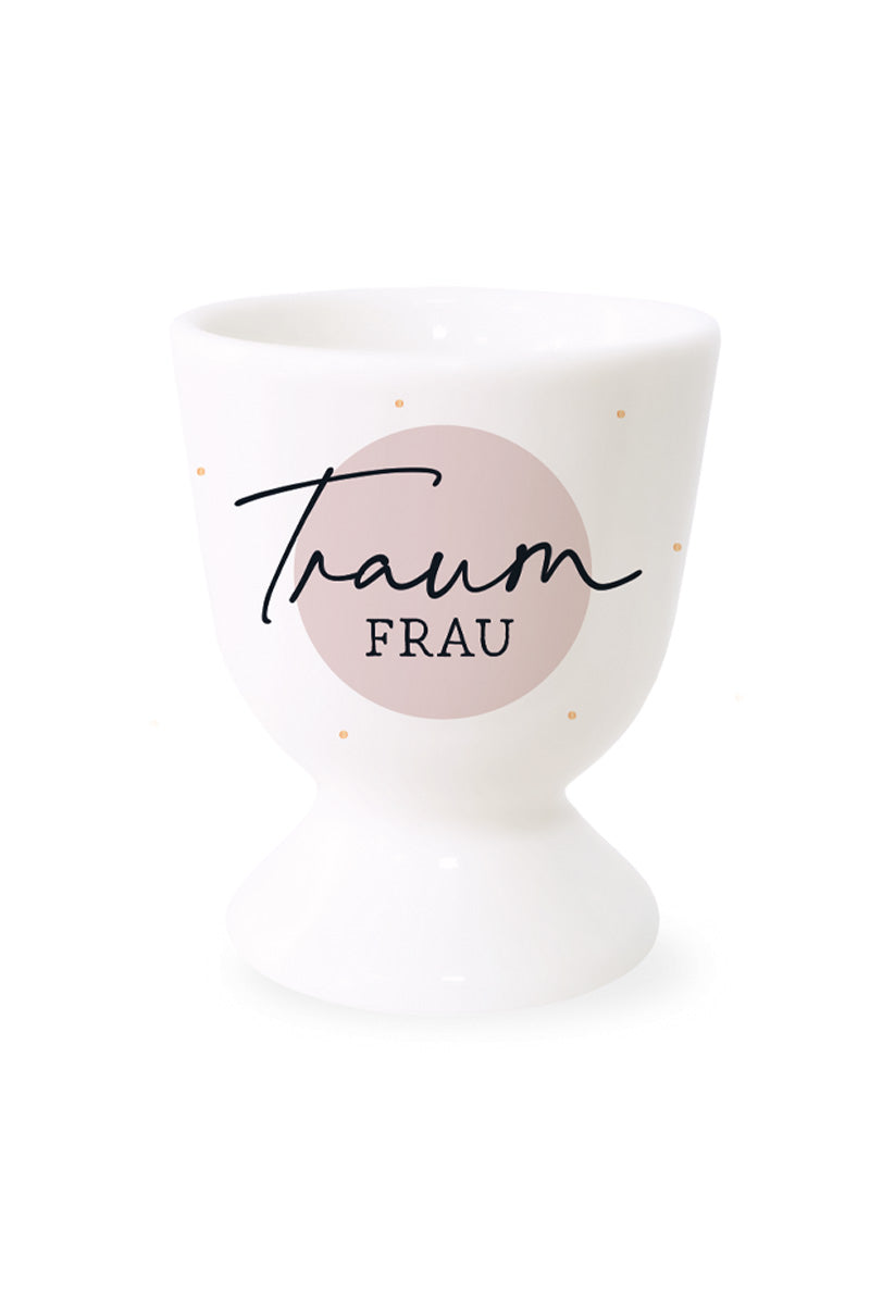 LS-LebenStil Traumfrau Eierbecher Porzellan Weiß Rosa Gold