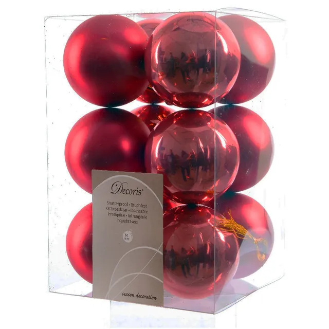 LS-LebenStil Möbel & Wohnen Weihnachtskugel 12er Rot 6cm bruchsicher