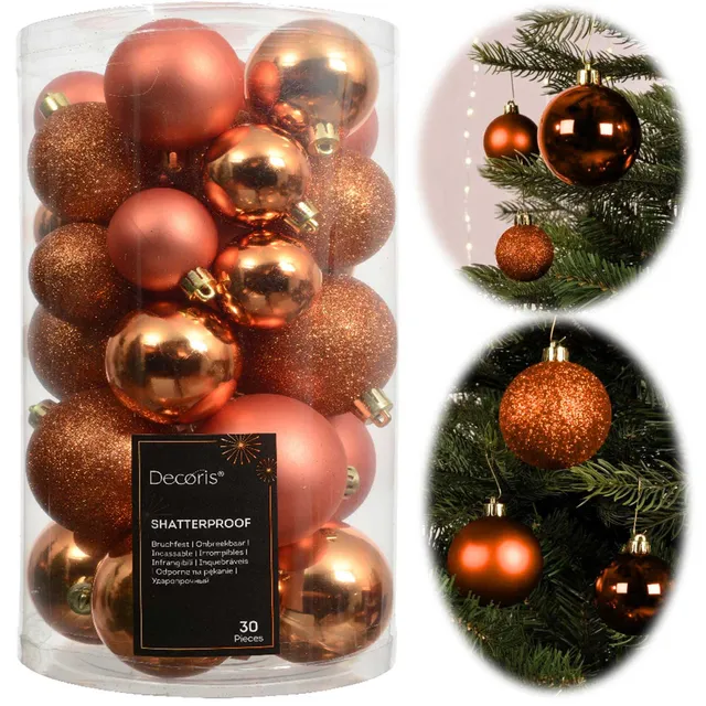LS-LebenStil 30 Weihnachtskugeln Orange 4-6cm bruchsicher
