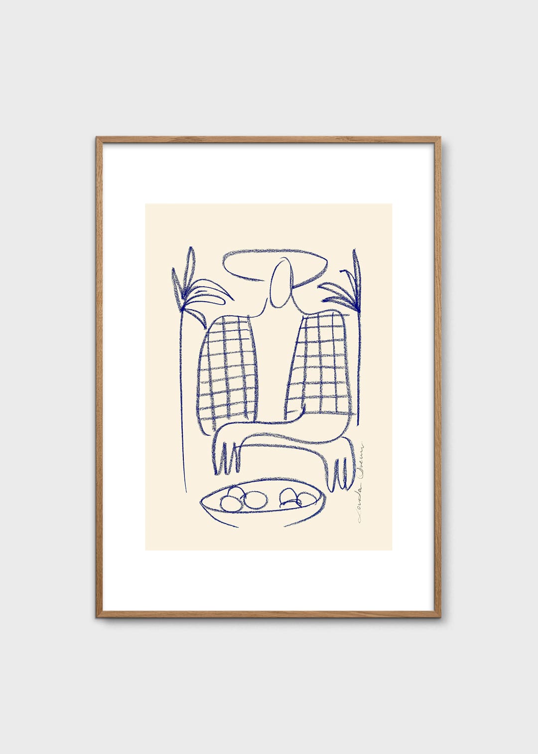The Poster Club Dimanche Kunstdruck A4 beige blau abstrakt