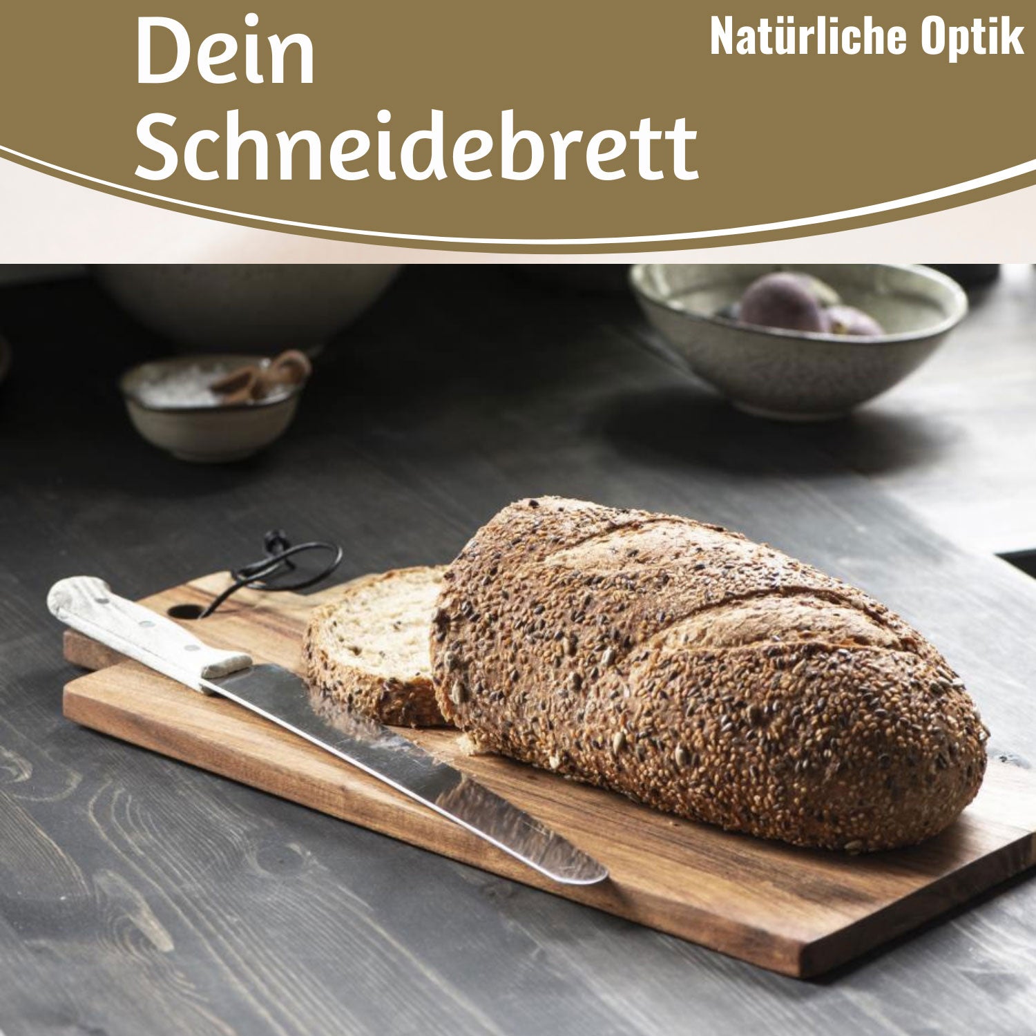 LS-LebenStil Griffbrett Akazie Eckig 35cm Servierbrett