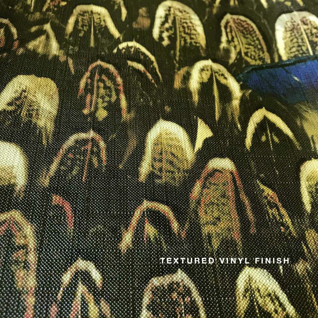 Mineheart Wallpaper Exotic Feathers Tapete gelb blau Feder