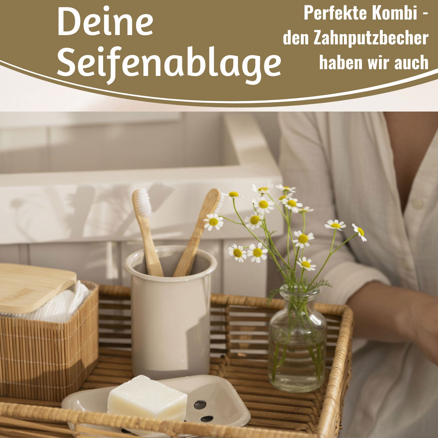 Ib Laursen Altum Seifenschale Emaille beige 15cm mit Ablauf 2-tlg