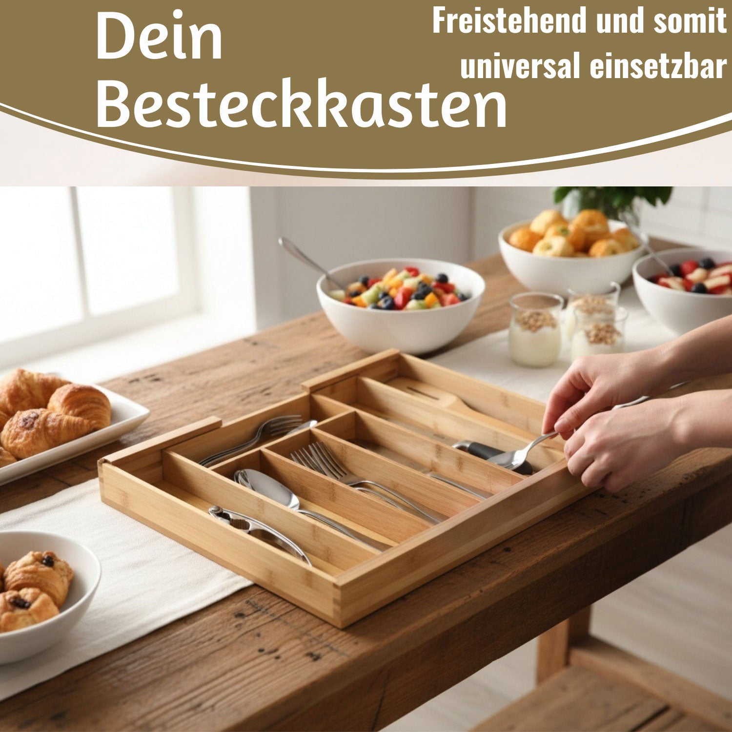 LS-LebenStil Küche & Haushalt Besteckkasten Holz 28-45cm