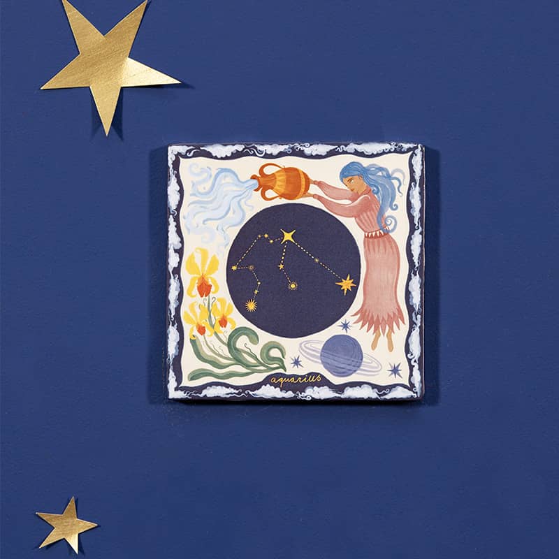 Storytiles Delft Blue Aquarius Wandfliese Sternzeichen Wassermann