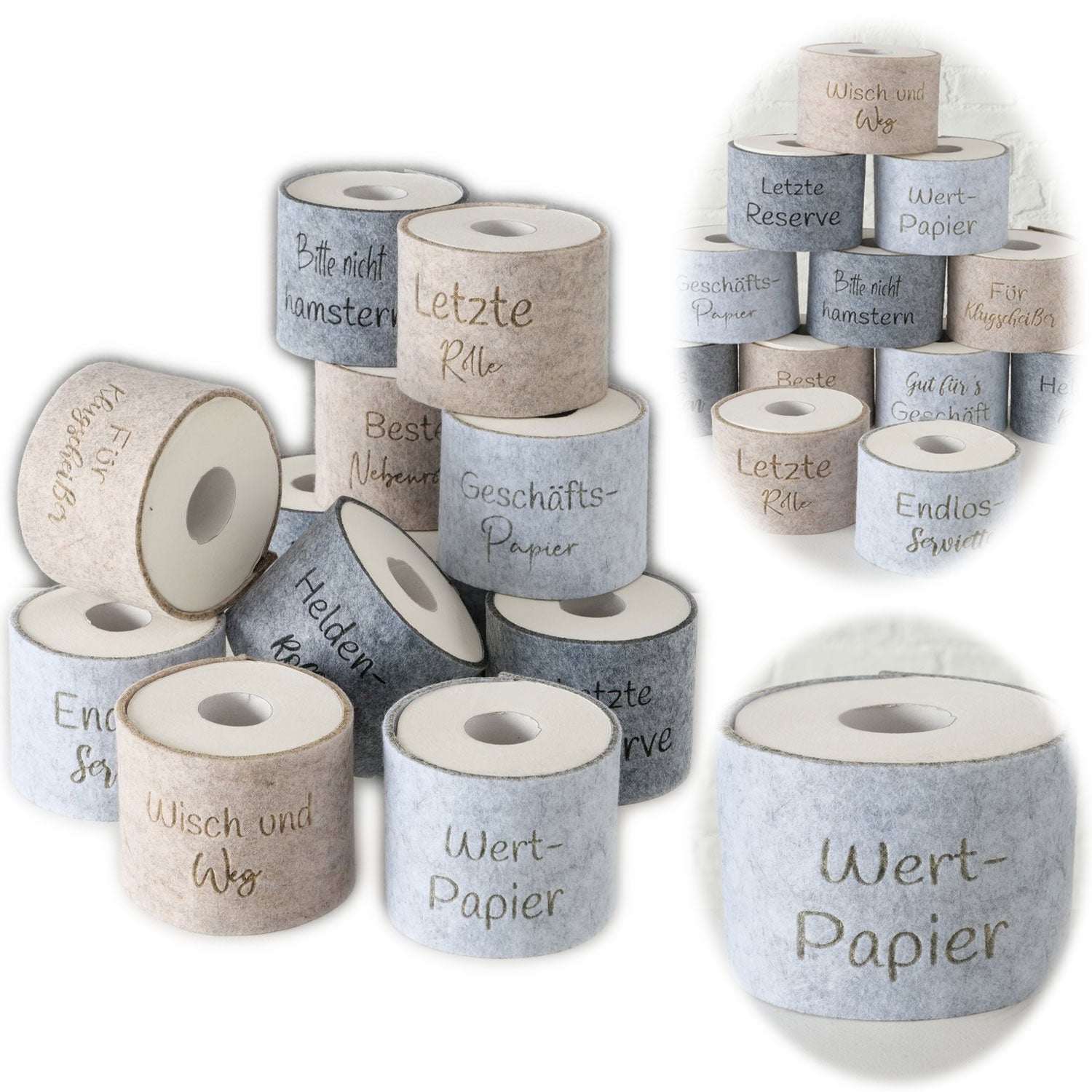 LS-LebenStil Wertpapier Klopapier Banderole Filz Blau-Grau