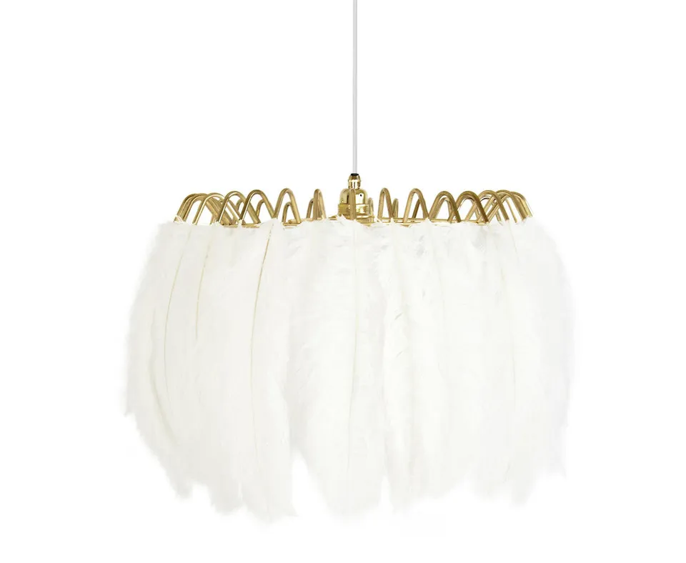 Mineheart Lighting Feather Pendant Lamp Pendelleuchte Weiß Federn