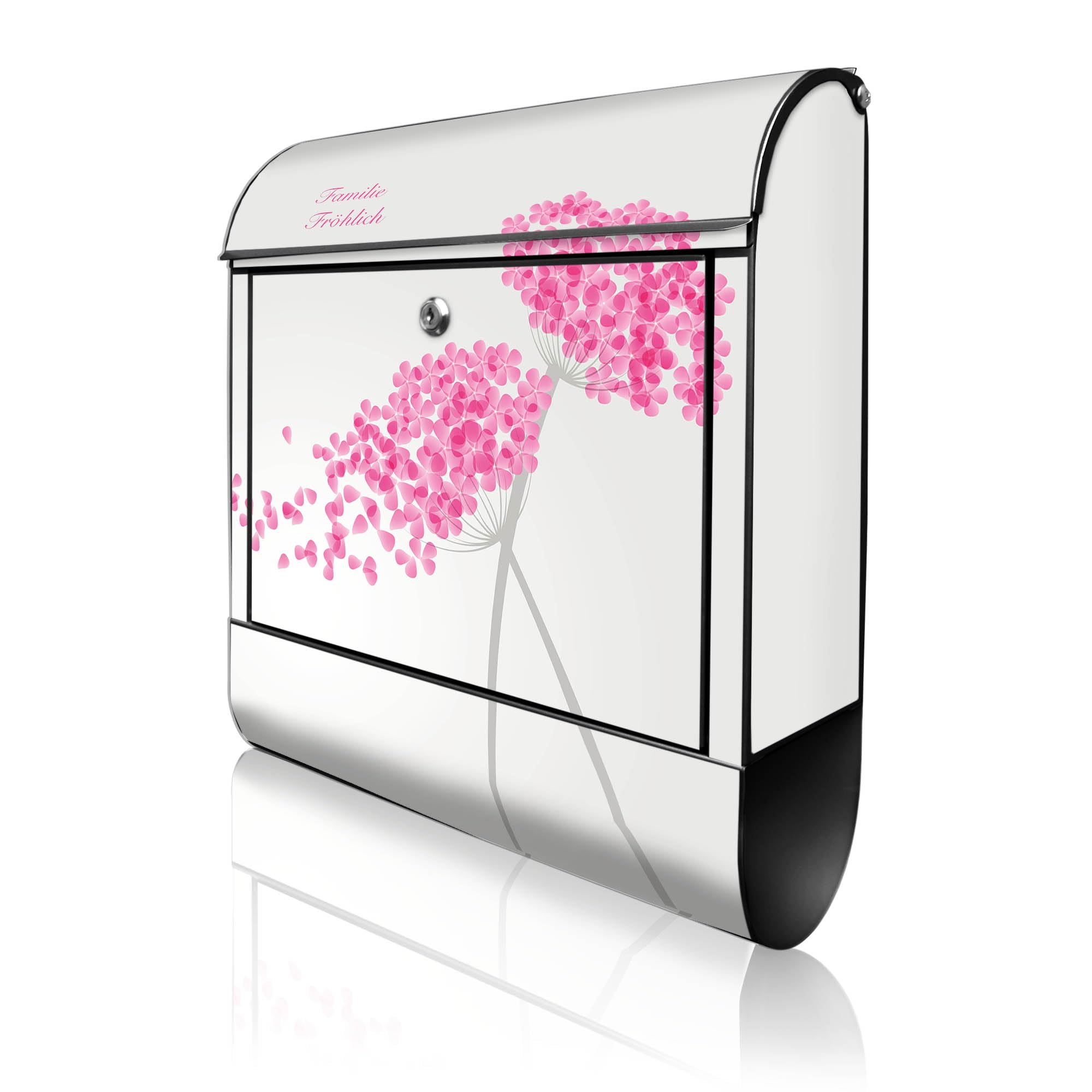 Banjado Briefkasten Holunder Pink 38,5x46,5x13cm Stahl schwarz