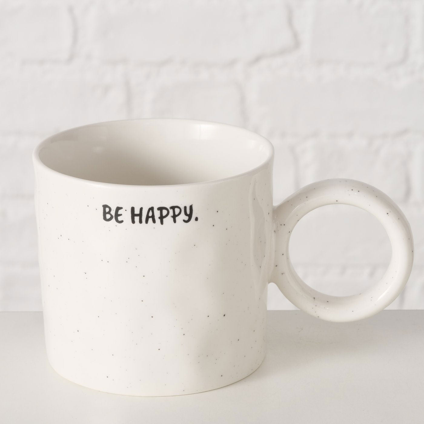 LS-LebenStil XL Jumbo Becher Be Happy 420ml Creme Punkte