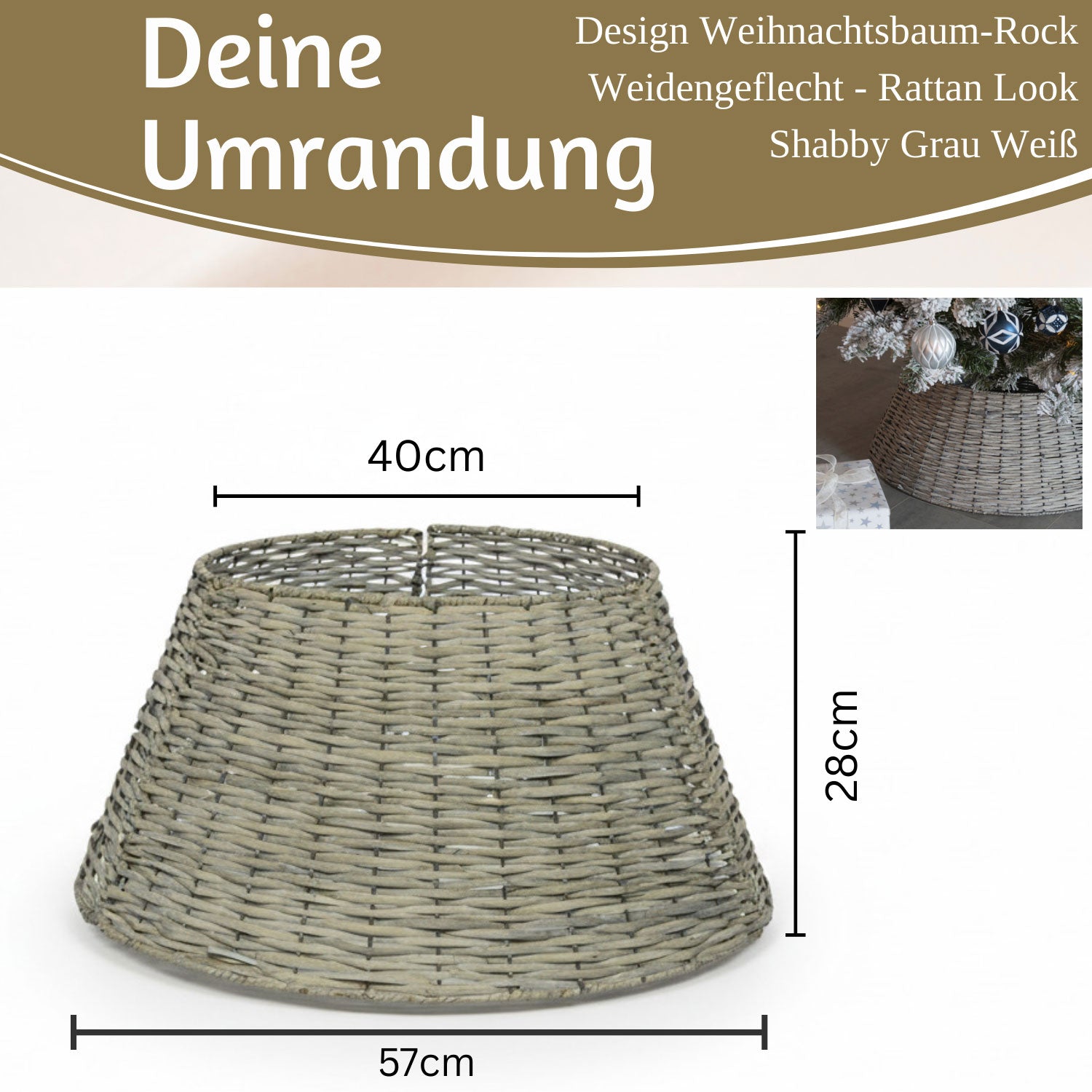 LS-LebenStil Weihnachtsbaum Rock Weide 57cm grau
