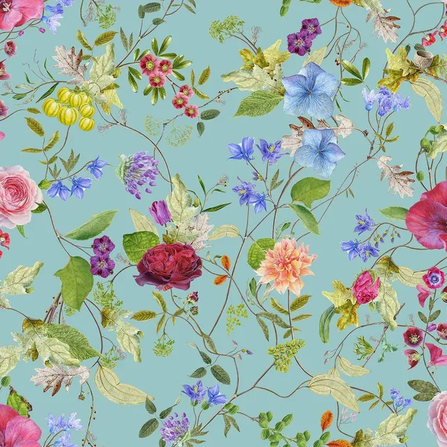 Mineheart Meadow Pattern Flower Minty Green Tapete Rolle grün floral