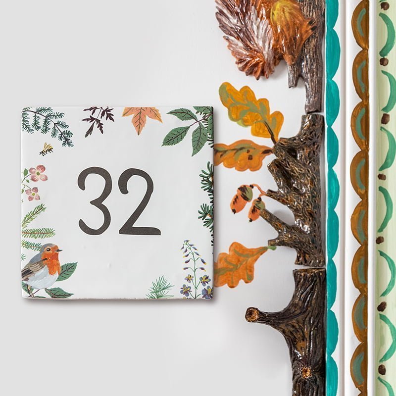 StoryTiles Delft Blue Roodborstje Hausnummern-Fliese 10x10