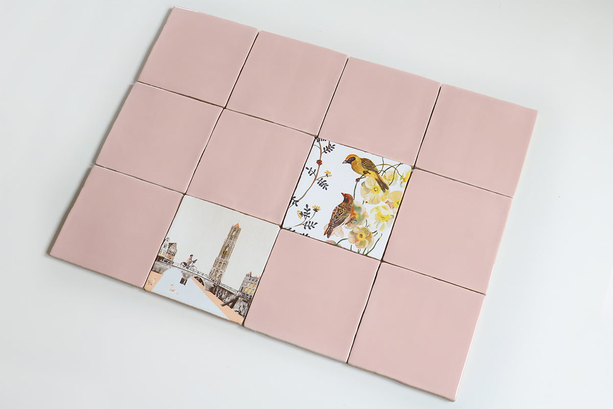 Storytiles Plain Lief Rose Fliese Rosa 13x13 cm Muster