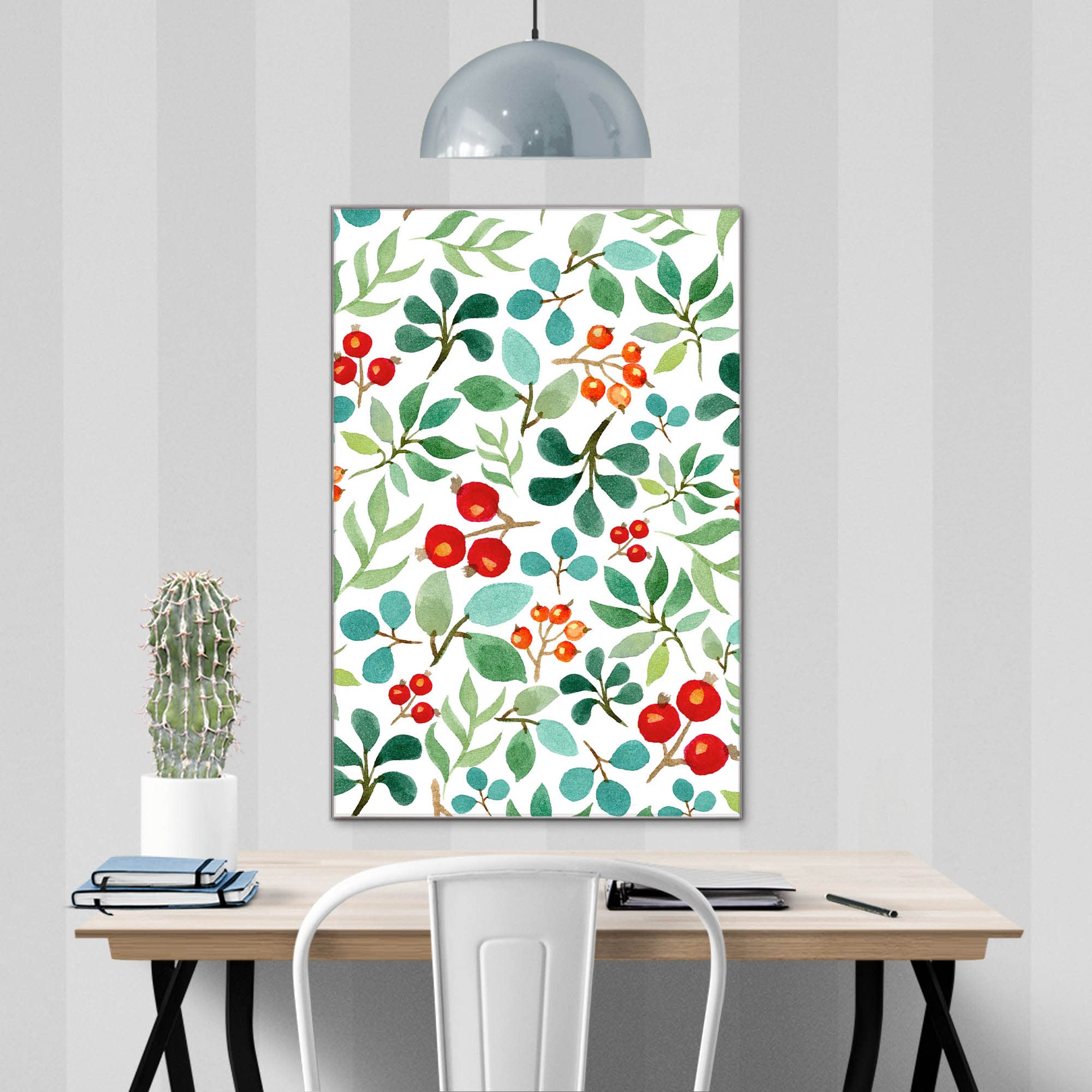 Banjado Magnettafel Beeren und Blätter Magnetboard 60x40