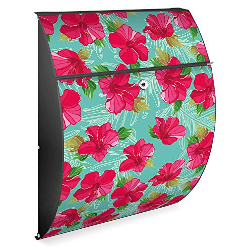 Banjado Riviera Briefkasten Anthrazit Hibiskus A4 Einwurf