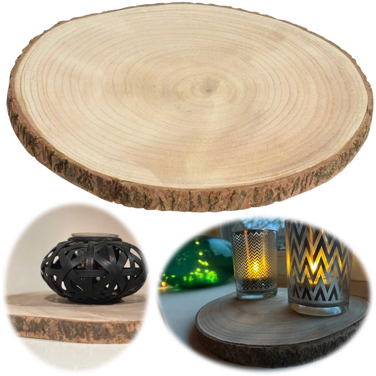 LS-LebenStil Küche & Haushalt Rindenbrett Baumscheibe Ø30cm Holz