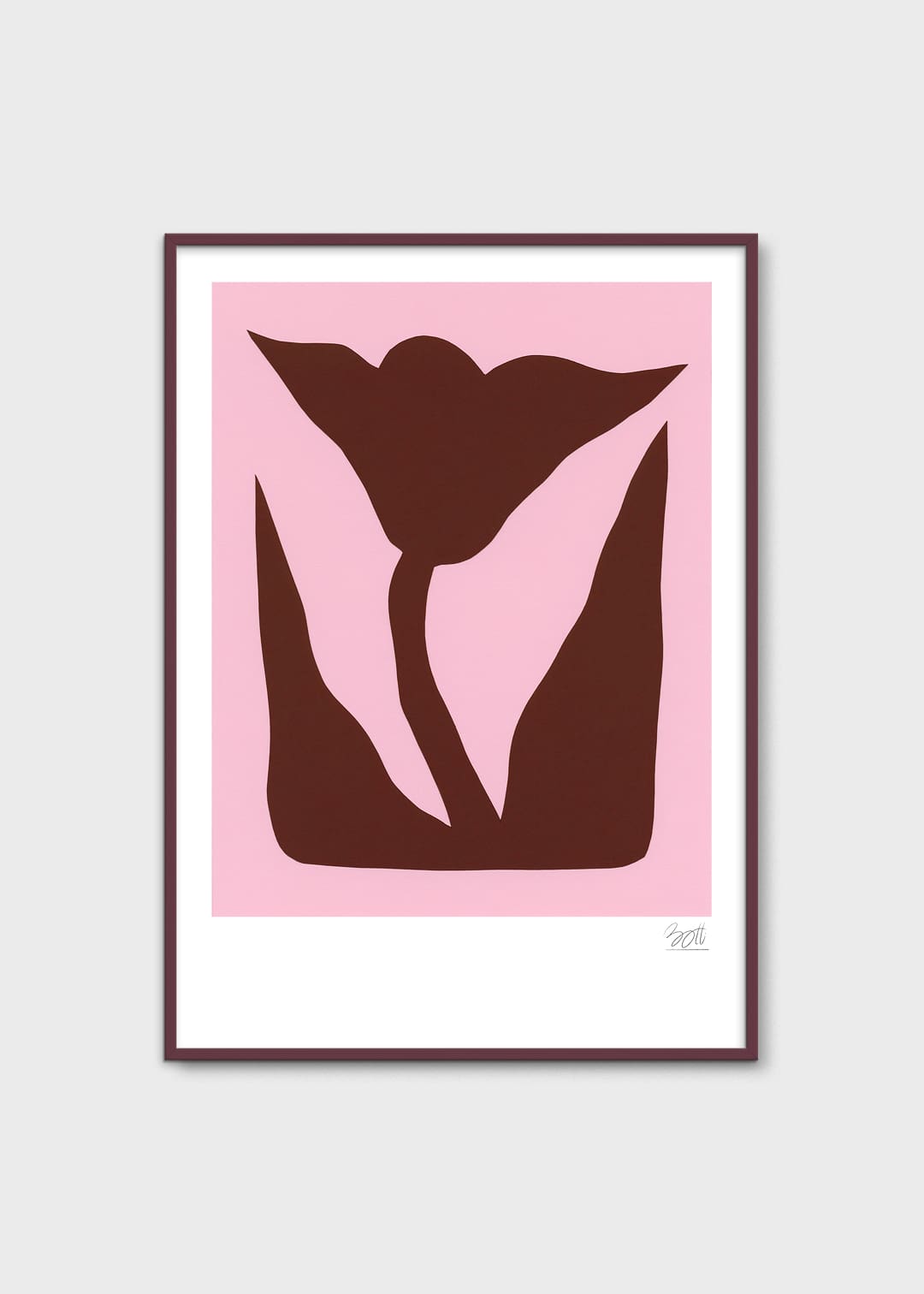 The Poster Club Mountain Lily Poster A4 bordeaux