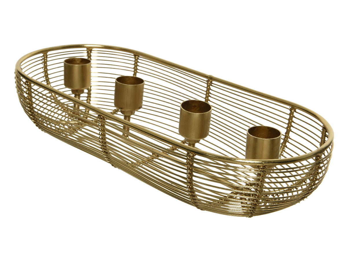LS-LebenStil Küche & Haushalt Kerzenständer 28cm gold 4-fach