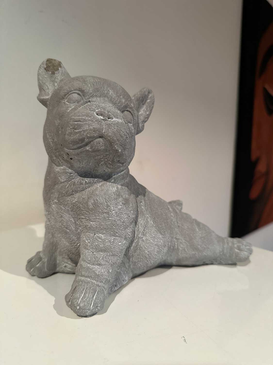 LS-LebenStil Frenchie Bulldogge Figur 20cm Beton Grau Weiß