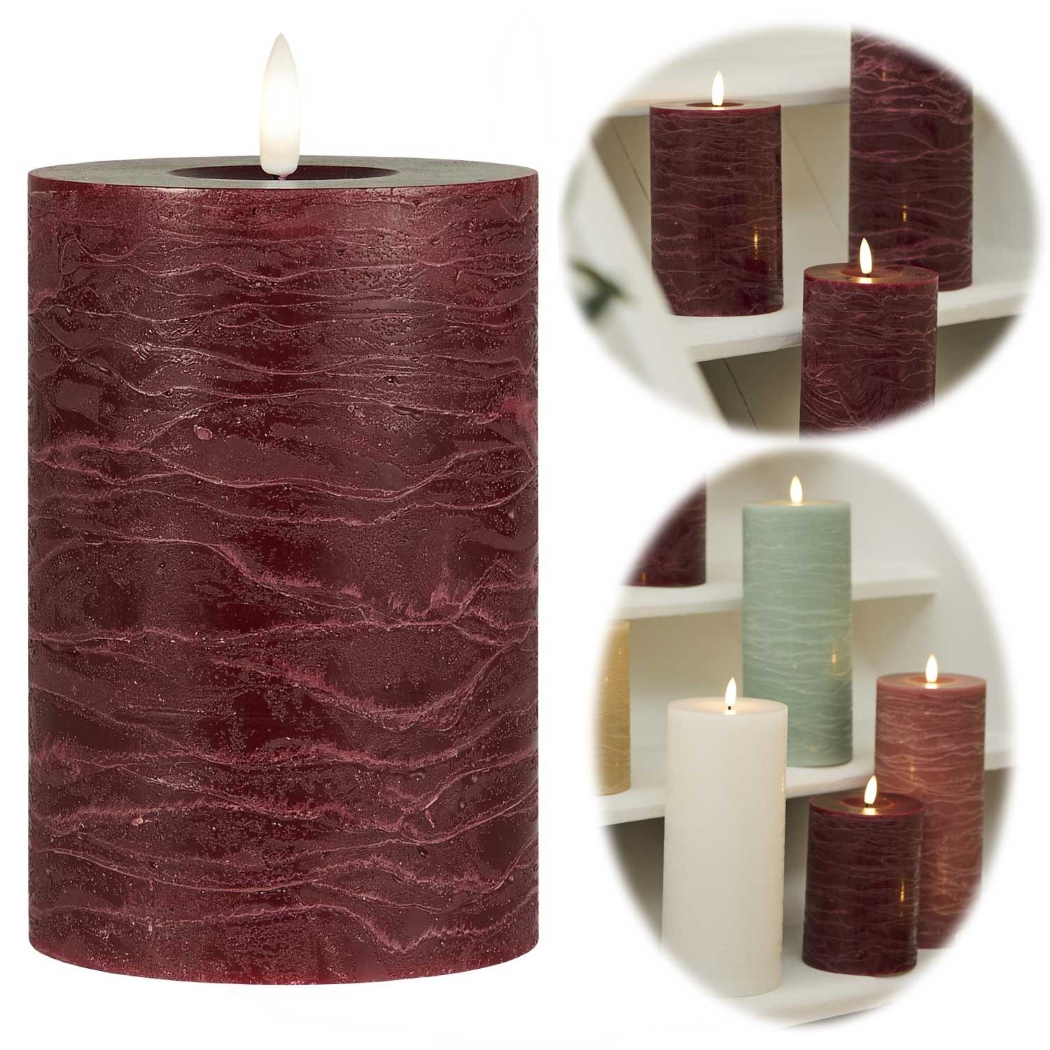 LS-LebenStil IB Laursen LED Stumpenkerze 15cm Rot Echtwachs