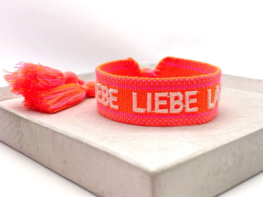 LS-LebenStil Canvas Statement Armband Lebe Liebe Lache Neon