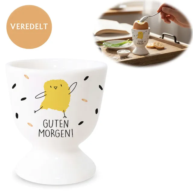 LS-LebenStil Küche & Haushalt Guten Morgen Eierbecher Porzellan Echt-Gold