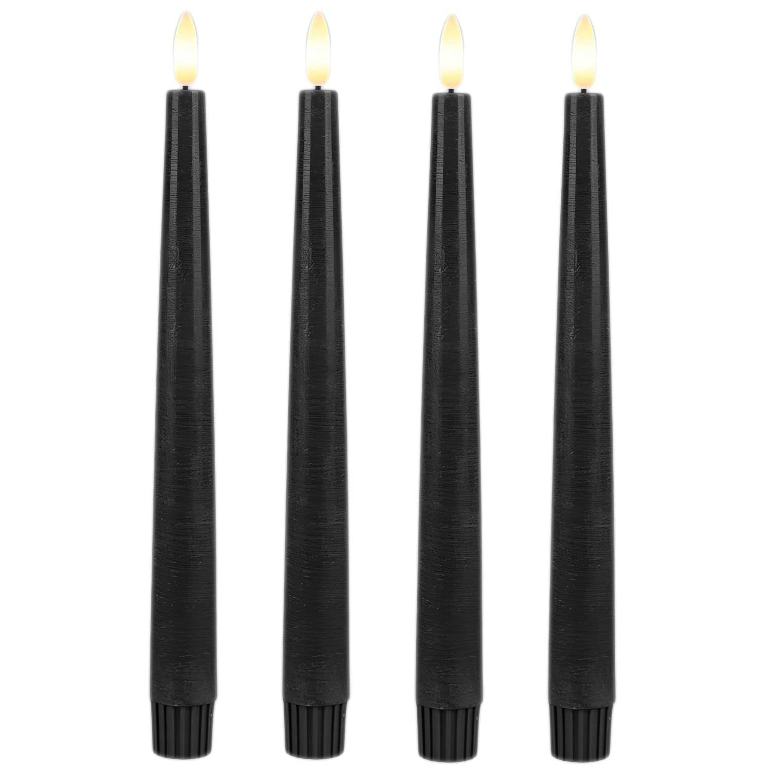 LS-LebenStil Ribe LED Stabkerzen Schwarz 26cm 4er Set