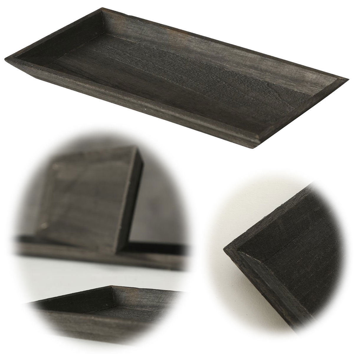 LS-LebenStil Küche Deko-Tablett Sylt Holz Schwarz 30x16cm
