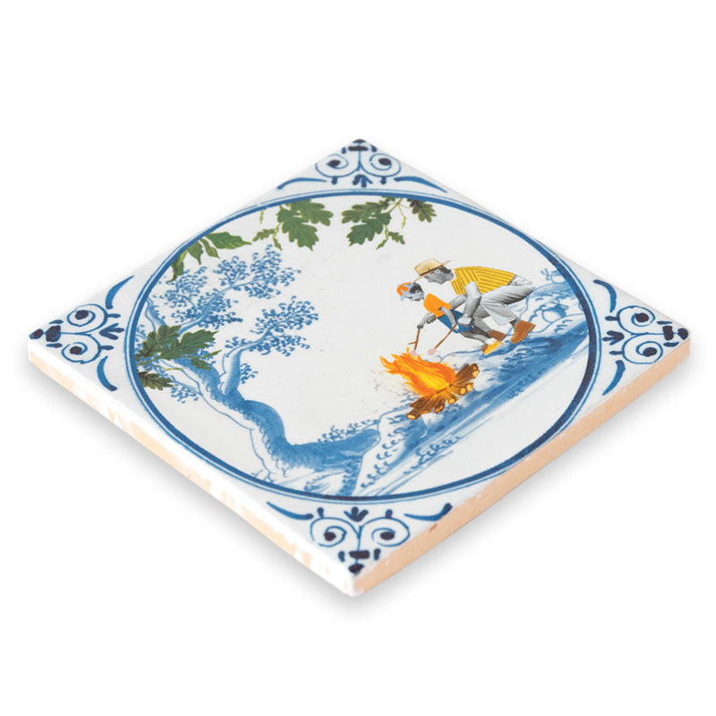 Storytiles Delft blue Quality time campfire Fliese 10x10 cm