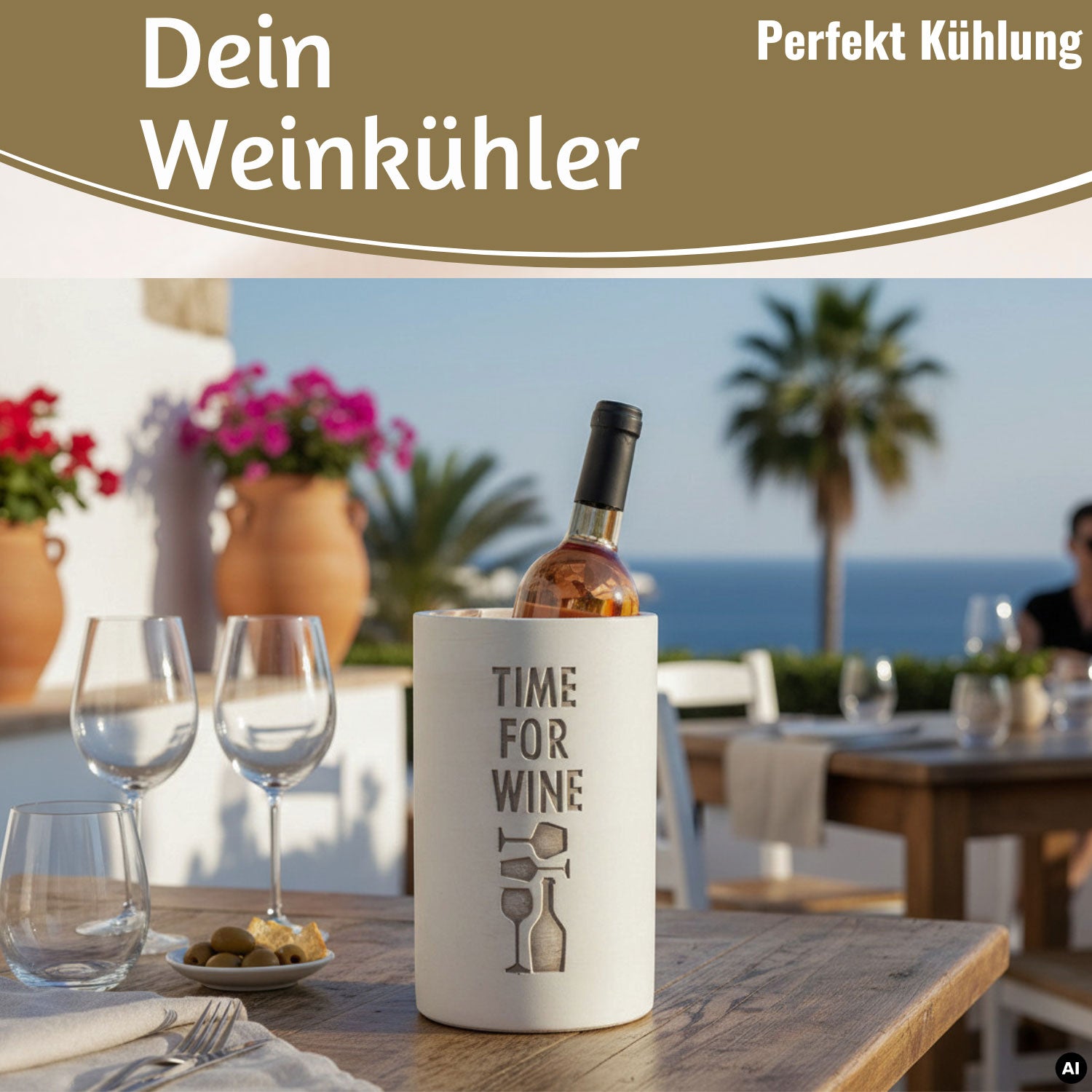 LS-LebenStil Time for Wein Weinkühler Beton grau 21 cm