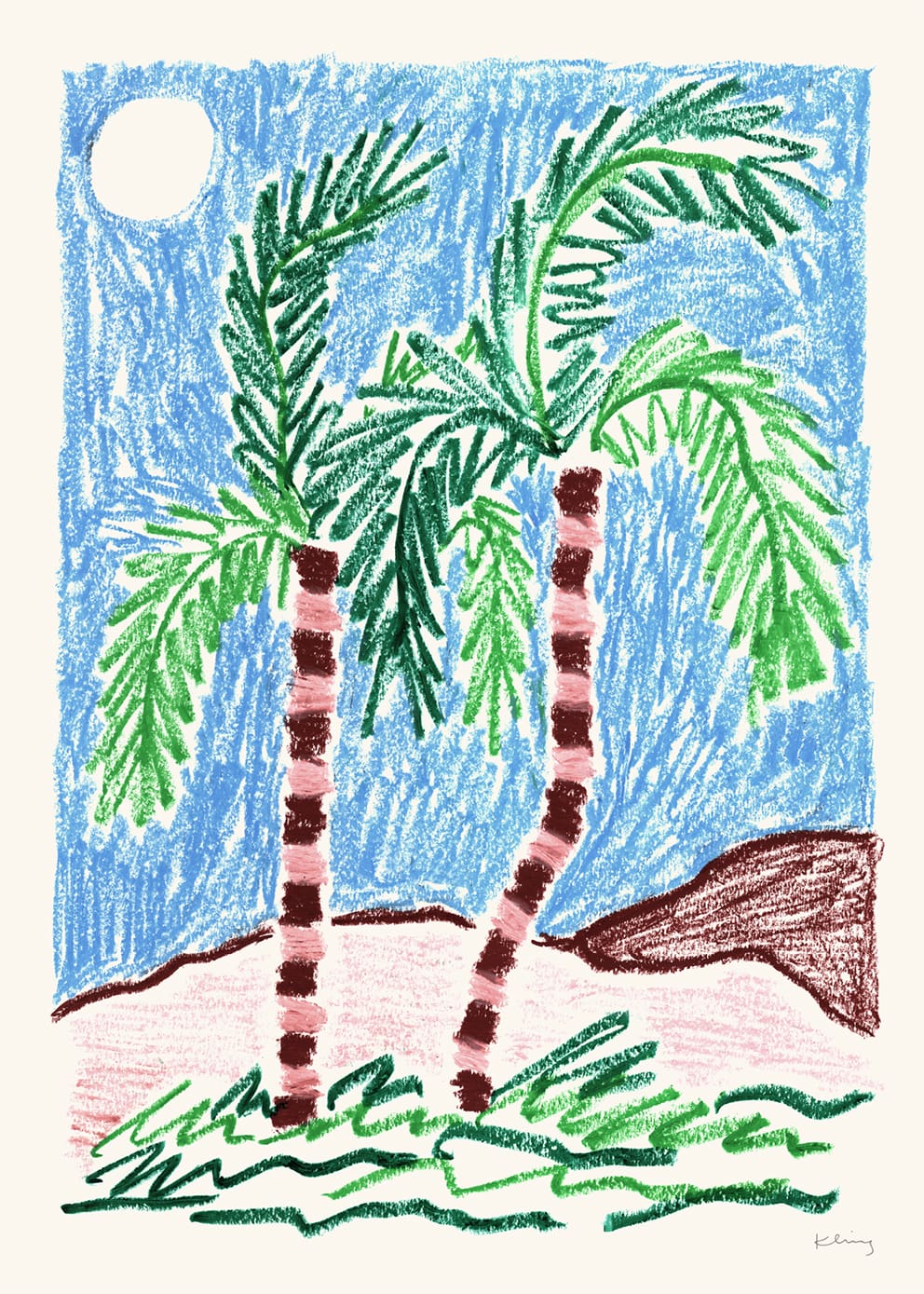 The Poster Club Art Prints Palm Trees Poster 30x40 cm blau