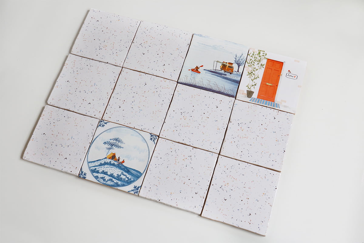 Storytiles Plain tiles Kleurrijke Stippen Fliese 13x13 cm Sample