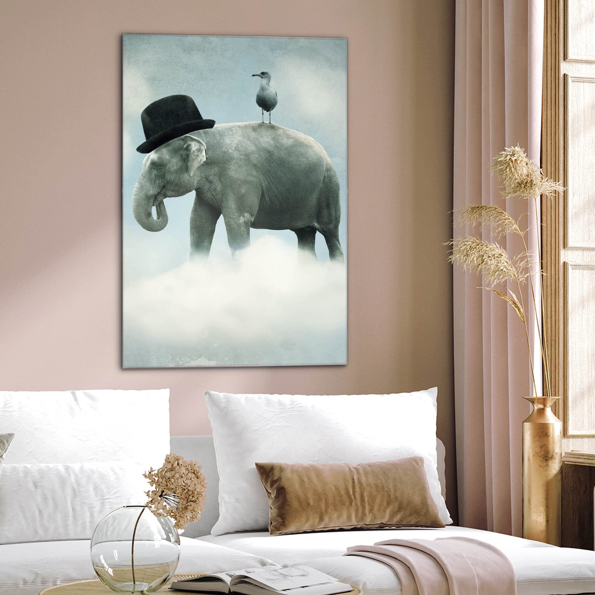 Banjado Magnettafel Elefant und Möwe Magnetboard 40x60 beschreibbar