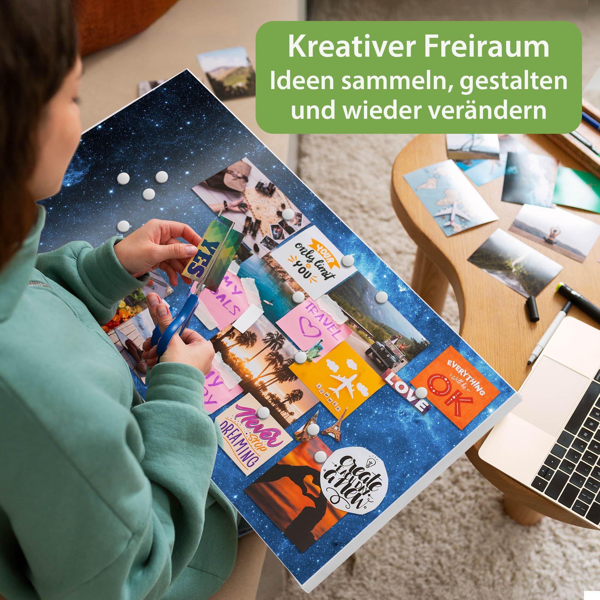 Banjado Magnettafel Universum Magnetwand 78x37cm beschreibbar