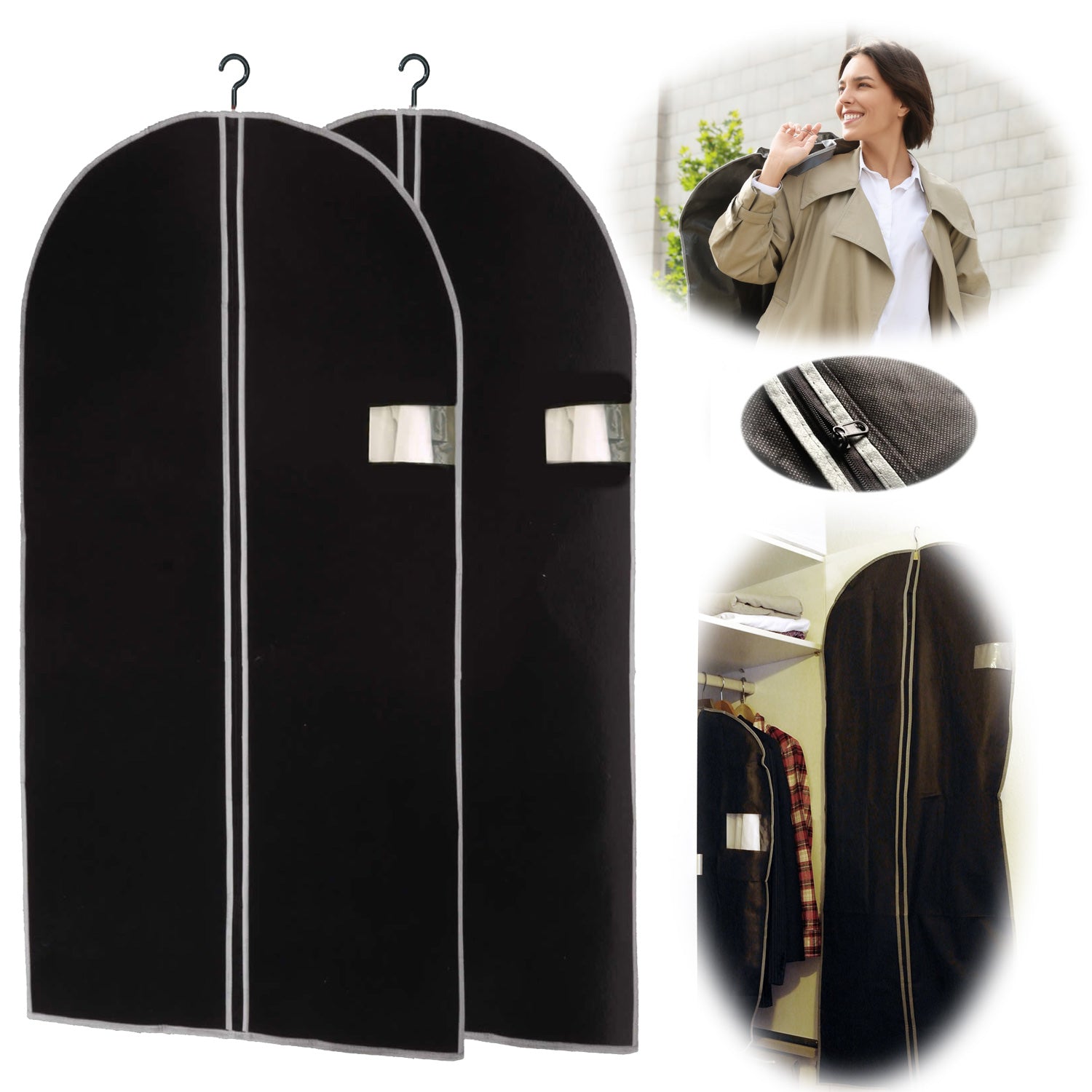 LS-LebenStil Kleidersack XL 150x60cm Schwarz 2er Set
