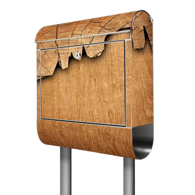 Banjado Briefkasten Holz Standbriefkasten Edelstahl A4 38x43cm