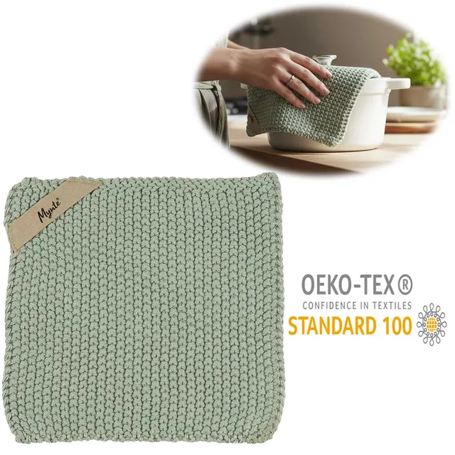 LS-LebenStil Mynte Topflappen Baumwolle staubig grün 22 cm