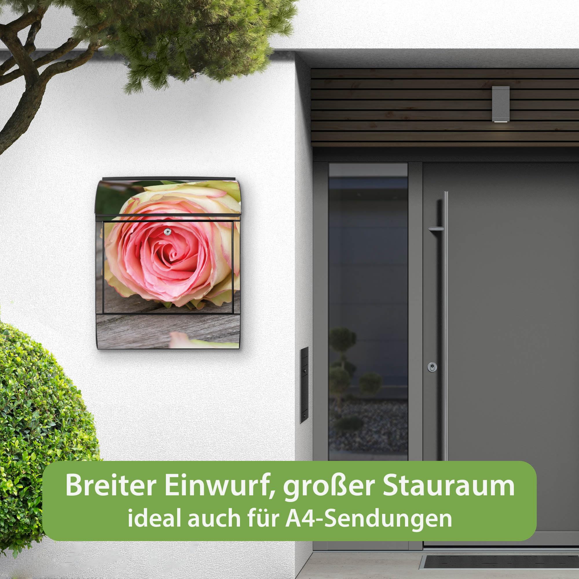 Banjado Briefkasten 38,5x46,5cm Stahl Rosa Rose Zeitungsfach