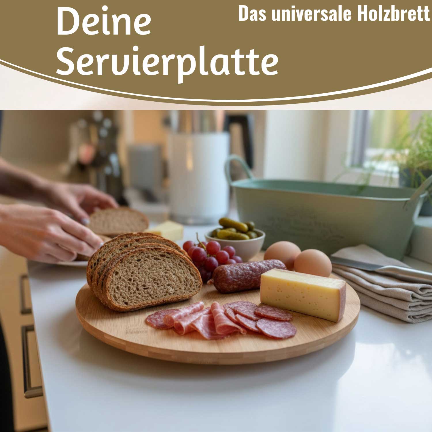 LS-LebenStil XL Servierplatte Drehteller Bambus 35cm
